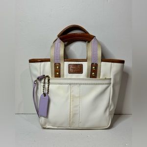 COACH MINI TOTE Brown Leather Accents - IVORY F10694